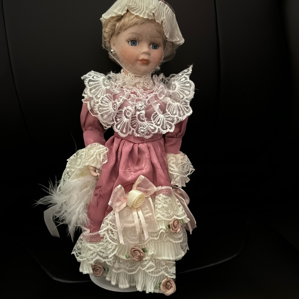 Porcelain doll with lace NWOT